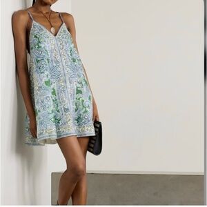 Zimmermann Paisley Mini Dress in Blue and Green